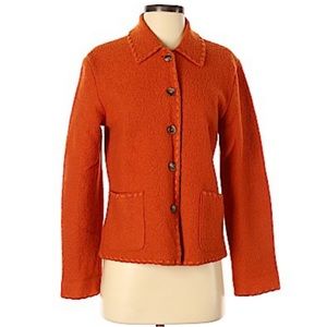 Vintage "Talbots" 100% Wool Burnt Orange Cardigan Jacket Sz M